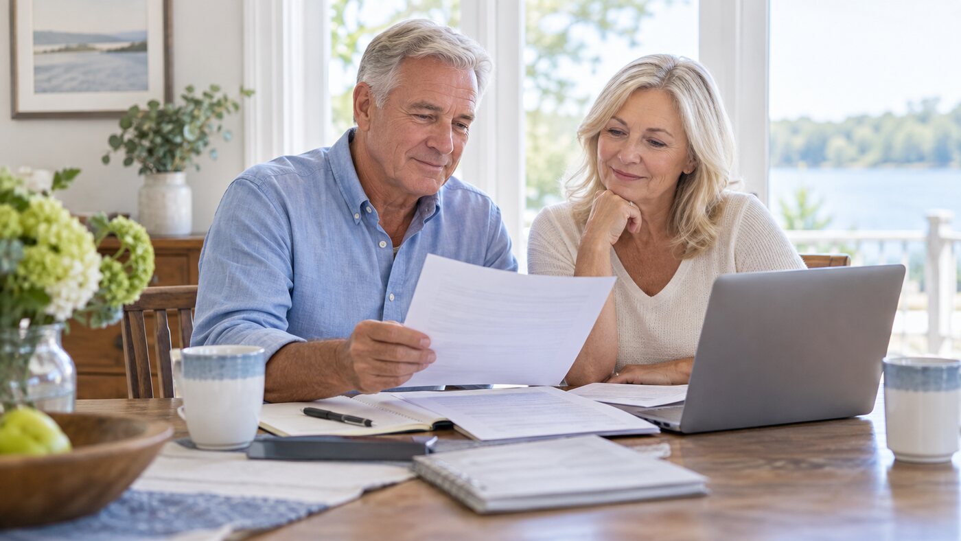 Couple reviewing Medicare information before turning 65